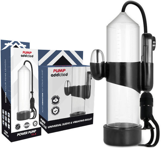 Pump Addicted RX5 with Vibrator Τρόμπα Πέους με Δόνηση Διάφανη