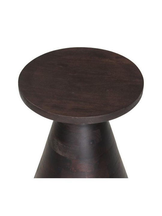 Round Side Table Foss from Solid Wood Dark Brown L35xW35xH45cm.