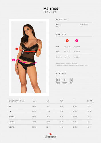Obsessive Ivannes Seturi de lenjerie sexy Negru