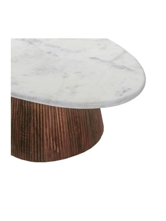Oval Central Coffee Table Purger Made of Solid Mango Wood White Marble W120xL70xH38cm