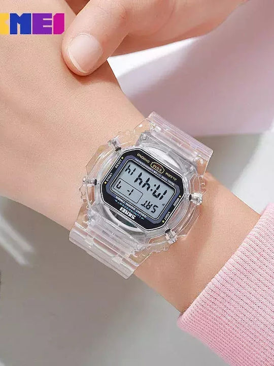 Skmei Kids Digital Watch with Rubber/Plastic Strap White