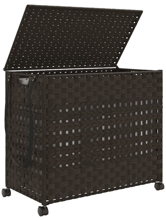 vidaXL Fabric Collapsible Laundry Basket With Lid 66x35x60cm Brown