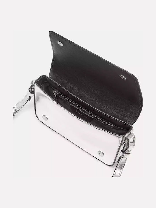 Leder Damentasche Umhängetasche Silber