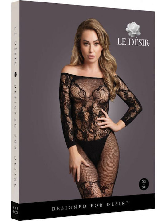 Le Désir Bodystocking Ολόσωμο Καλσόν Διχτυωτό με Ανοιχτό Καβάλο Μαύρο