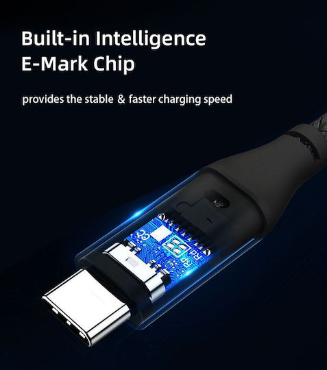Cabletime Braided USB 2.0 Cable USB-C male - USB-C 60W Μαύρο 2m 128188