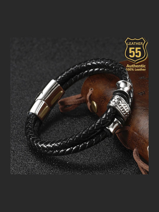 Leather 55 Ανδρικό Βραχιόλι Δερμάτινο