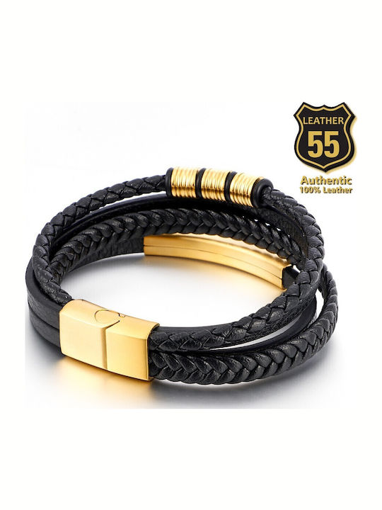 Leather 55 Ανδρικό Βραχιόλι Δερμάτινο