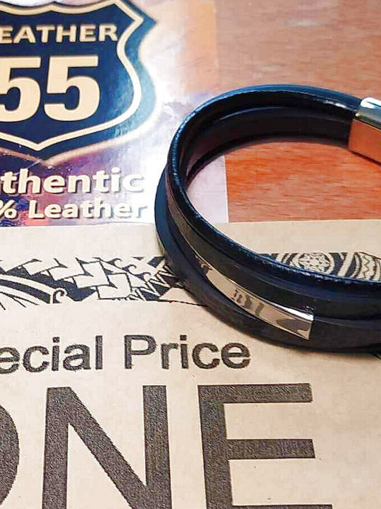 Leather 55 Ανδρικό Βραχιόλι Δερμάτινο
