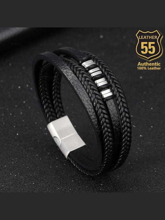 Leather 55 Ανδρικό Βραχιόλι Δερμάτινο