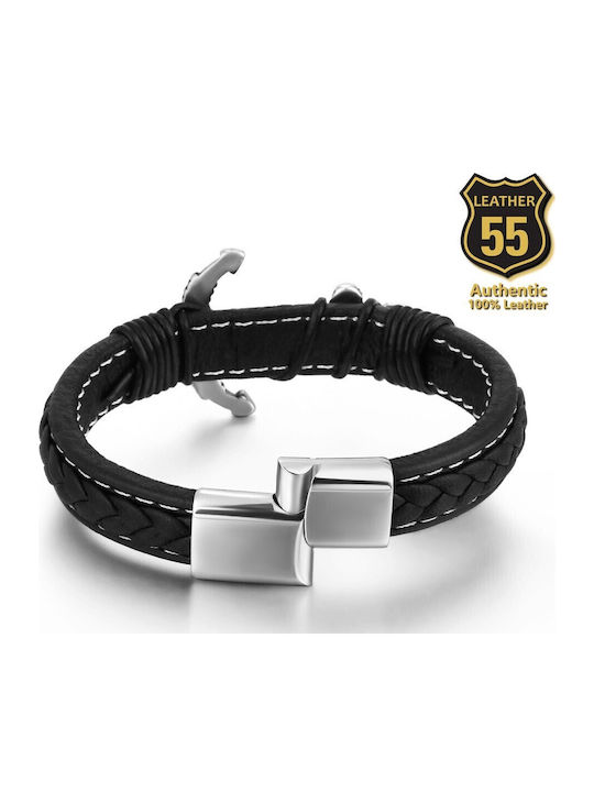 Leather 55 Ανδρικό Βραχιόλι από Δέρμα