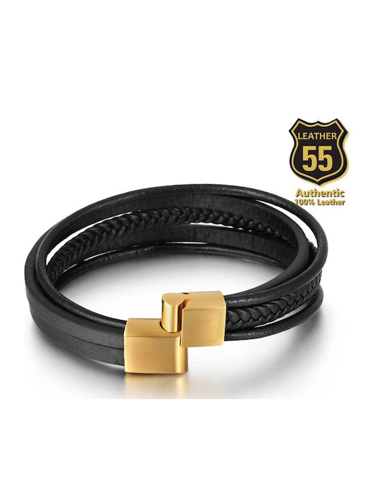 Leather 55 Ανδρικό Βραχιόλι από Δέρμα