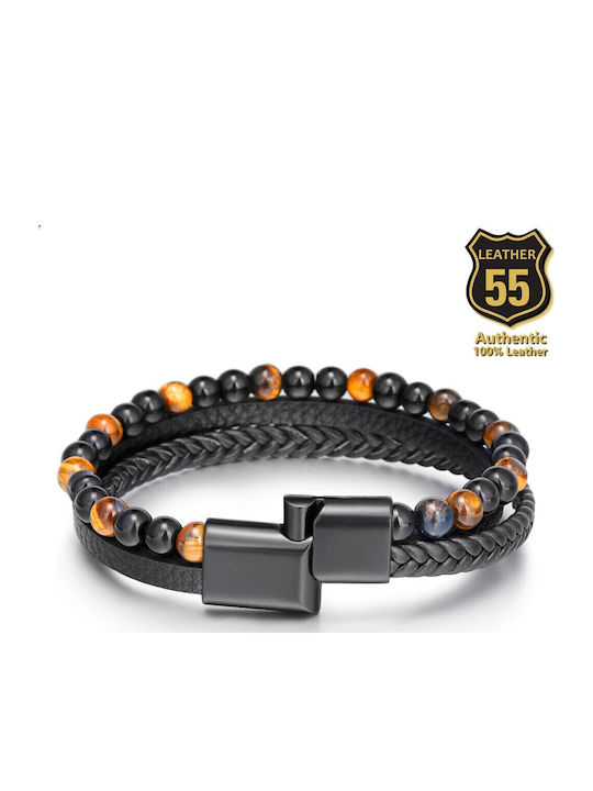 Leather 55 Ανδρικό Βραχιόλι από Δέρμα