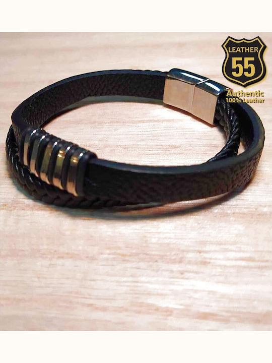 Leather 55 Ανδρικό Βραχιόλι από Δέρμα