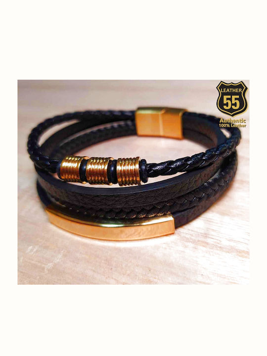 Leather 55 Ανδρικό Βραχιόλι από Δέρμα