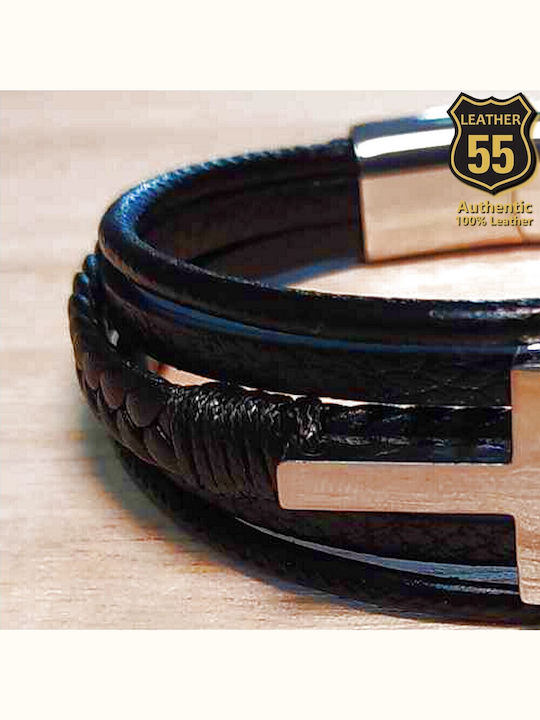 Leather 55 Ανδρικό Βραχιόλι από Δέρμα