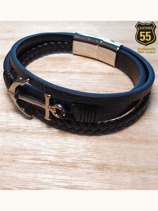 Leather 55 Ανδρικό Βραχιόλι από Δέρμα