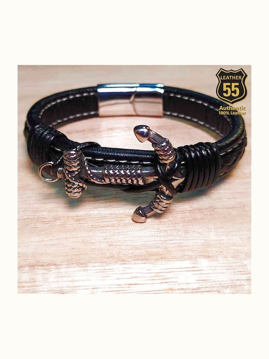 Leather 55 Ανδρικό Βραχιόλι από Δέρμα