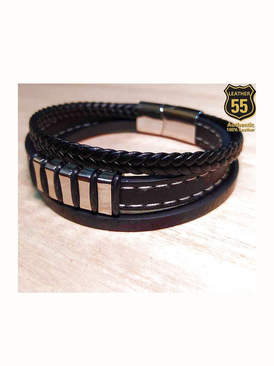 Leather 55 Ανδρικό Βραχιόλι από Δέρμα