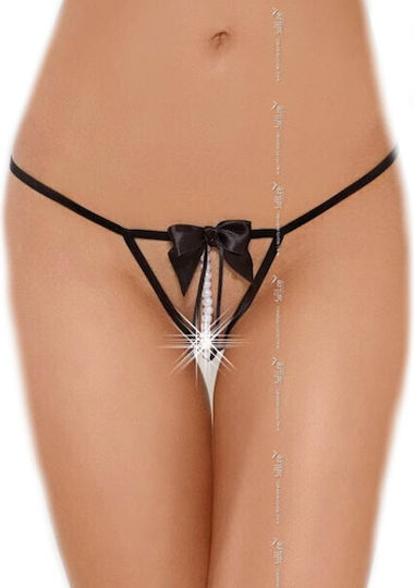 Softline 2356 Γυναικείο Sexy String Αυτοκινήτου με Πέρλες Μαύρο