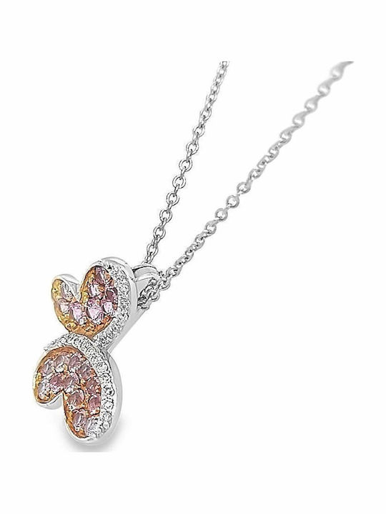 Xryseio Колие с дизайн Пеперуда от Бяло злато 18k