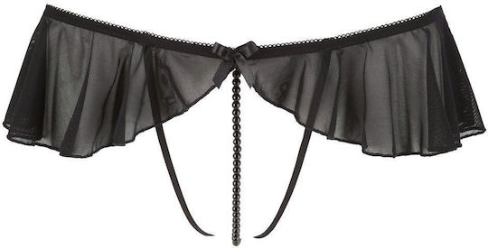 Cottelli Collection Frauen Sexy Zeichenfolge offenem Schritt Schwarz