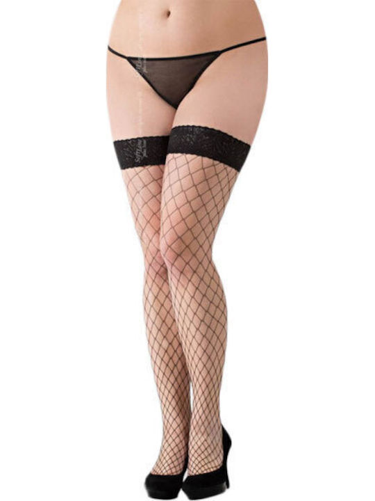 Softline 5520 Fishnet Stockings with Stretch Lace Top Sexy Socks Black