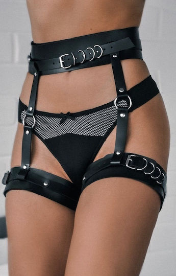 Kinksters Harness Women's Leather Suspenders Accessories Black