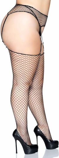 Leg Avenue Garterbelt & Stockings Set Plus Size Black