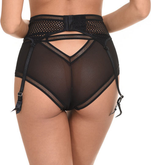 Miss Rosy 8145 Жартиери с Дантела Мрежа за Жартиери Черна Черни
