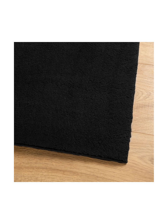 vidaXL Huarte Rutschfest Teppich Rechteckig Synthetisch,Polyester/Cotton/Leather Black