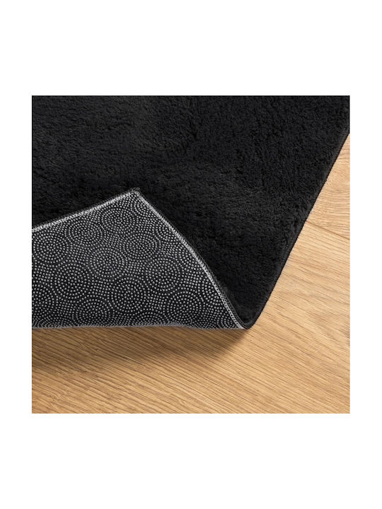 vidaXL Huarte Rutschfest Teppich Rechteckig Synthetisch,Polyester/Cotton/Leather Black