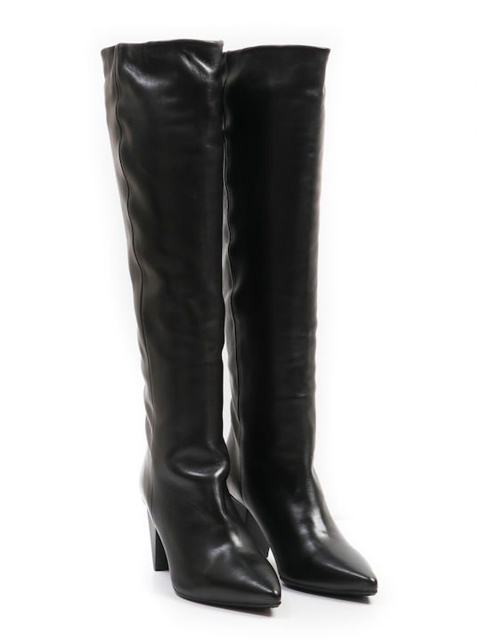 Ras Leather Medium Heel Women's Boots Black