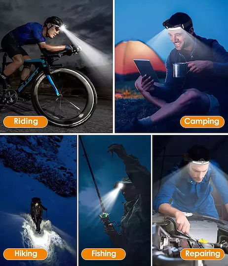Ideahellas Rechargeable Headlamp LED IPX4 with Maximum Brightness 1600lm Bright 40 4pcs Black