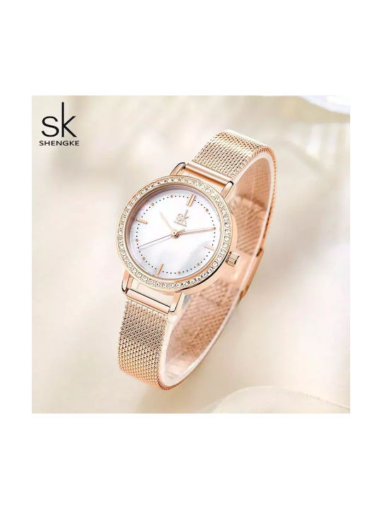 SK Shengke Watch with Pink Gold Metal Bracelet