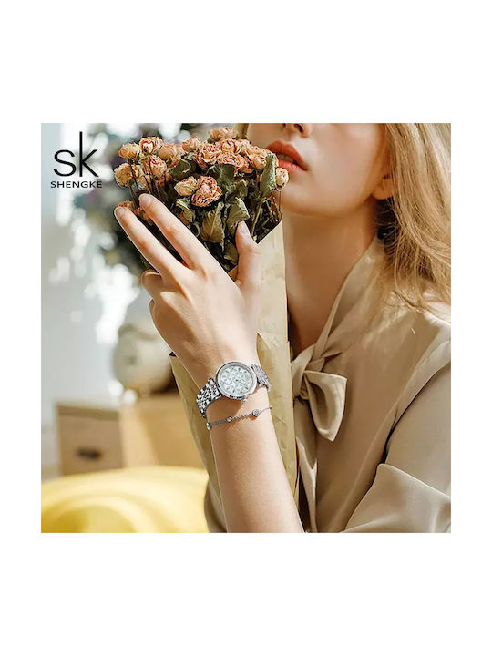 SK Shengke Watch with Silver Metal Bracelet