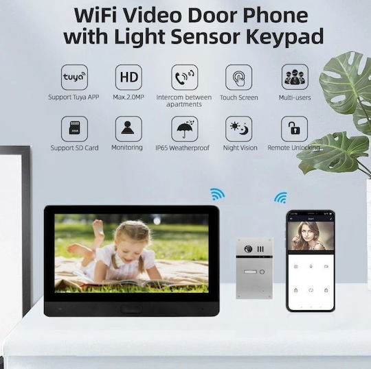 Joytimer Wireless Video Intercom Set Wi-Fi Black