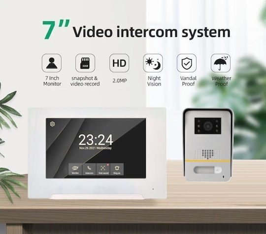 Joytimer Wireless Video Intercom Set Wi-Fi White