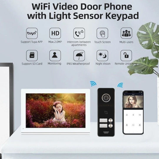 Joytimer Wireless Video Intercom Set Wi-Fi White