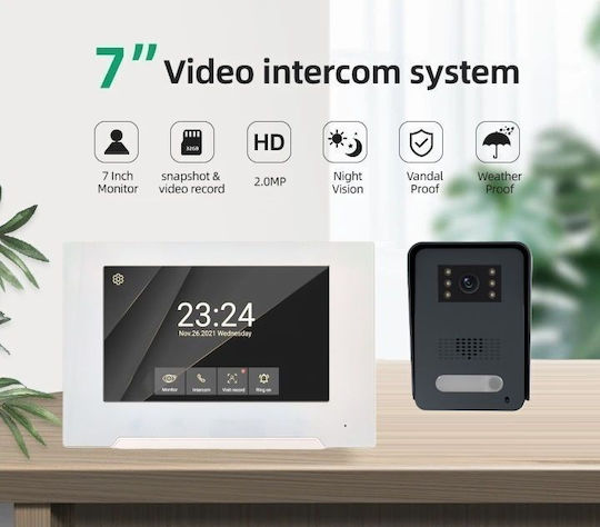 Joytimer Wireless Video Intercom Set Wi-Fi White