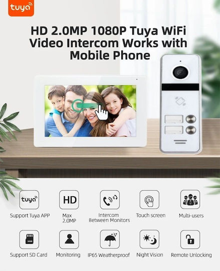 Joytimer Wireless Video Intercom Set Wi-Fi White
