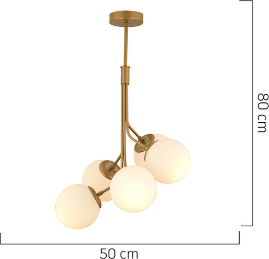 ArteLibre Lustră Auriu pentru 5 Becuri E27 50x80cm.