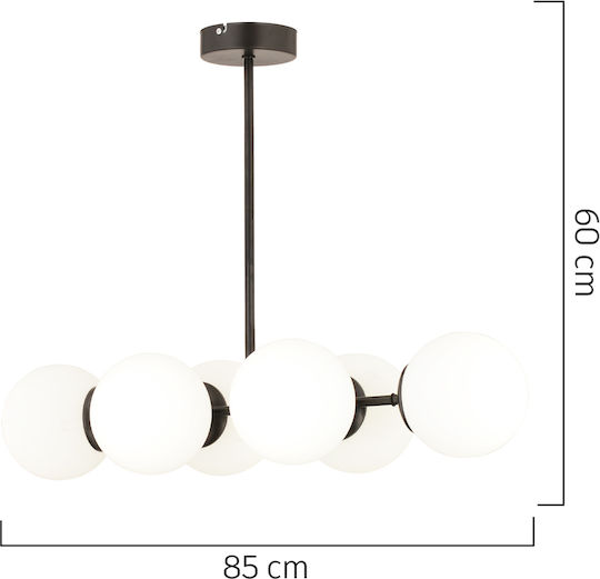 ArteLibre Cepheus Pendant Light Black for 8 Bulbs E27 85x60cm