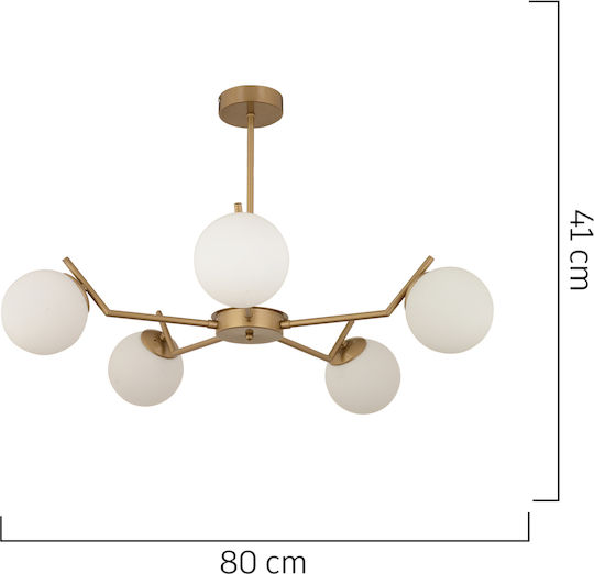 ArteLibre Crater Pendant Light Gold for 6 Bulbs E27 80x41cm