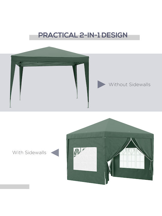 Outsunny Κιόσκι Κήπου Gazebo Πράσινο 3x3m