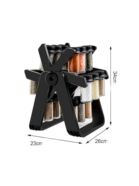 Plastic Tabletop Rotating Spice Rack Black