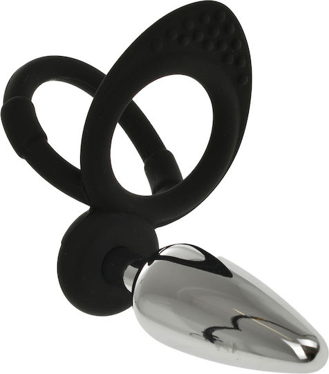 Kinksters Ring Cock with Anal Plug Silver 3126-0027