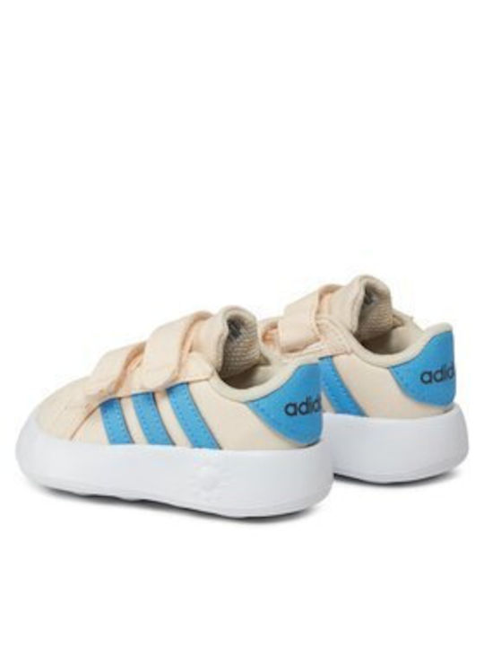 adidas Grand Court Kinder Sneakers mit Klettverschluss Beige