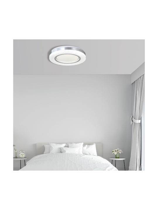Inlight 3cct Μοντέρνα Πλαστική Πλαφονιέρα Οροφής με Ενσωματωμένο LED σε Λευκό/Ασημί Ακρυλικό χρώμα 40εκ.