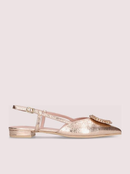 Clementine Leather Women's Ballerina Shoes Slingback in Pink Color