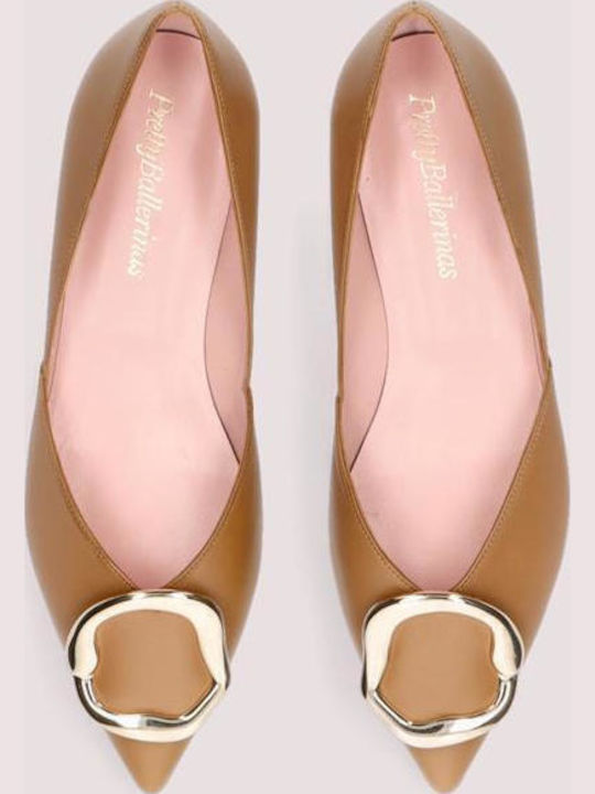 Ella Sadel Leder Damen Ballerinas Spitz zulaufend in Tabac Braun Farbe